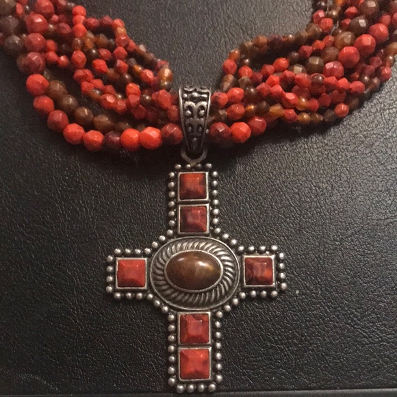 Cross beaded Multi strand necklacen - Picture 1 of 5